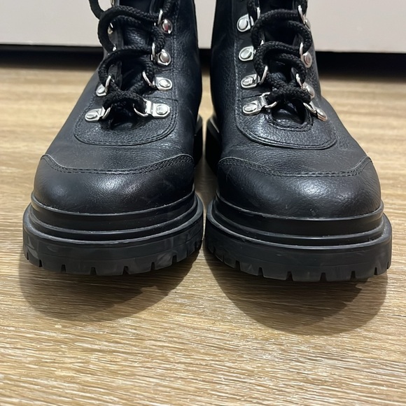 VIA SPIGA TAVVI Lace Up Combat Hiking Boots Shoes Black Leather - Picture 7 of 12